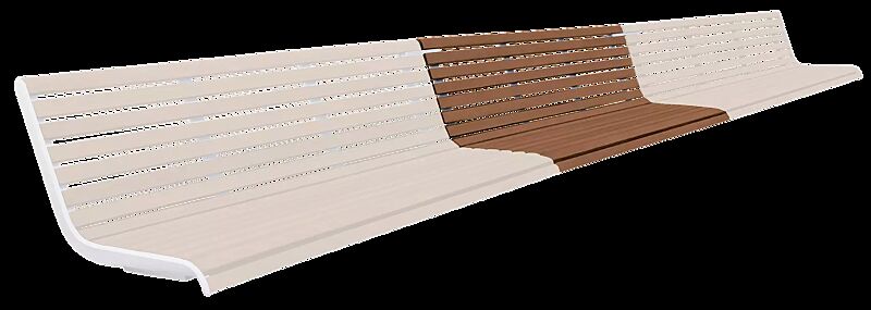 Mauerauflage PORT mit Rückenlehne, Mittelelement, Breite 1800 mm, mit Jatobaholzbelattung