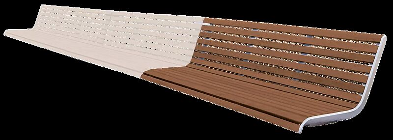 Mauerauflage PORT mit Rückenlehne, Endelement rechts, Breite 1720 mm, mit Jatobaholzbelattung