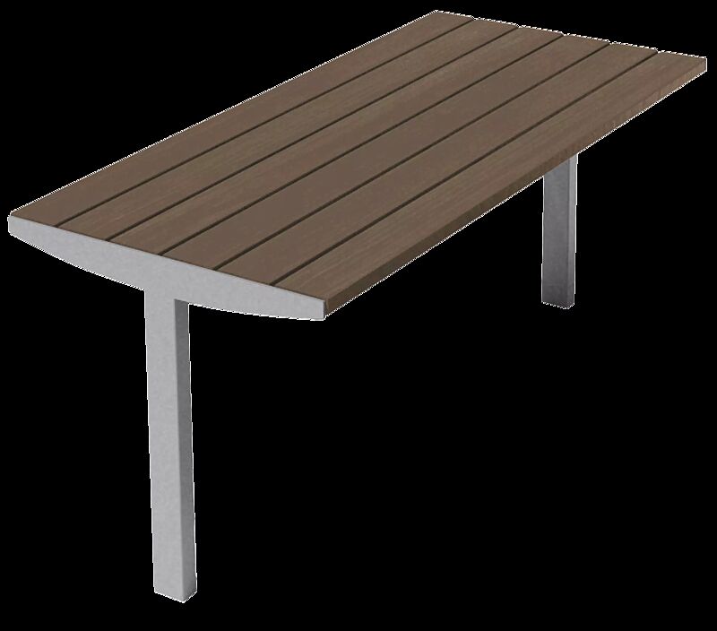 Tisch VERA SOLO mit Resysta®-Belattung, lasiert in siam, Stahlteile in RAL 9007 graualuminium