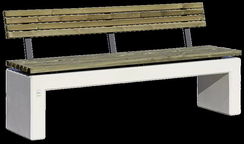 Sitzbank ANDROMEDA WOOD mit Rückenlehne, mit Kiefernholzbelattung, Beton mit transparenter Beschichtung in naturweiß - 18