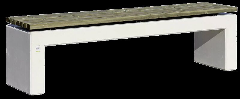 Sitzbank ANDROMEDA WOOD ohne Rückenlehne, mit Kiefernholzbelattung, Beton mit transparenter Beschichtung in naturweiß - 18