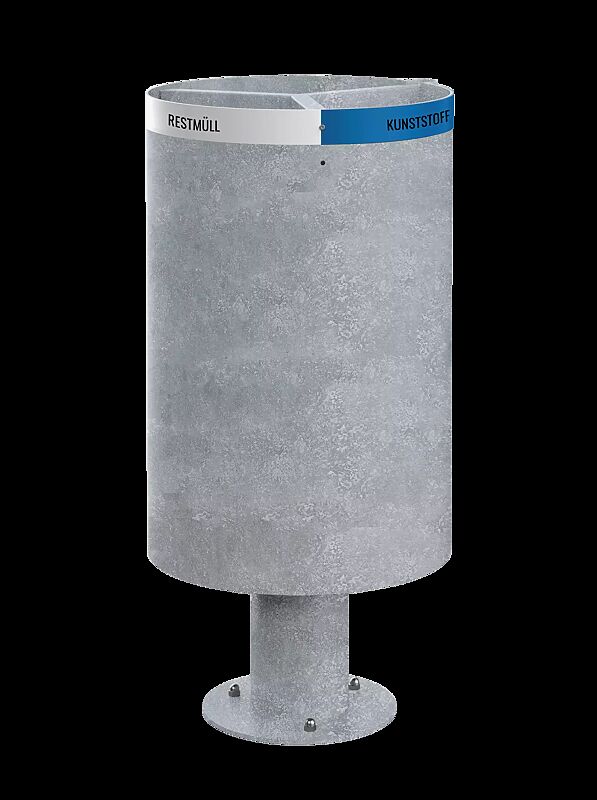 Abfallbehälter CARROARMATO, 3 Innenbehälter, Beschriftung nach Auswahl, feuerverzinkt