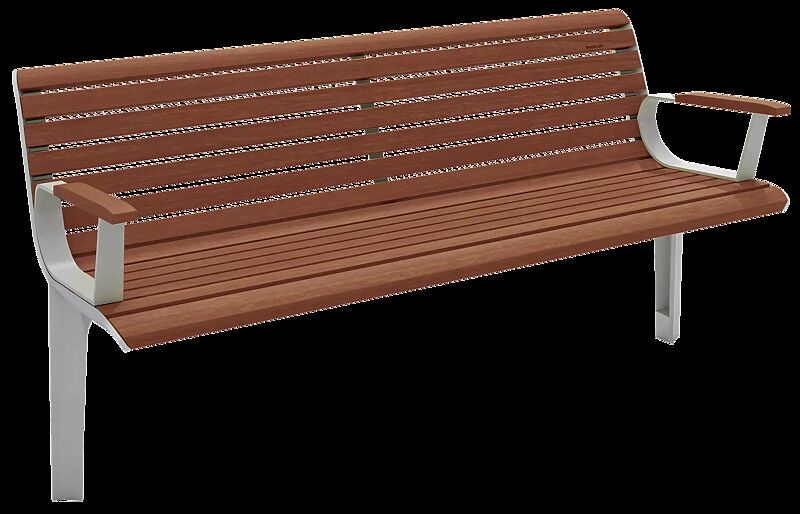 Seniorenbank EMAU SOLO mit Rückenlehne und Armlehnen, mit Jatobaholzbelattung