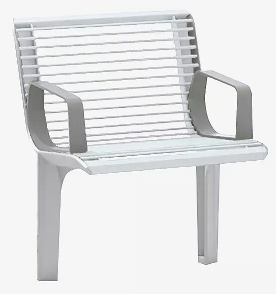 Sitz EMAU SOLO mit Rückenlehne und Armlehnen, Auflage Sitzfläche und Rückenlehne sowie Armlehnen aus Edelstahl