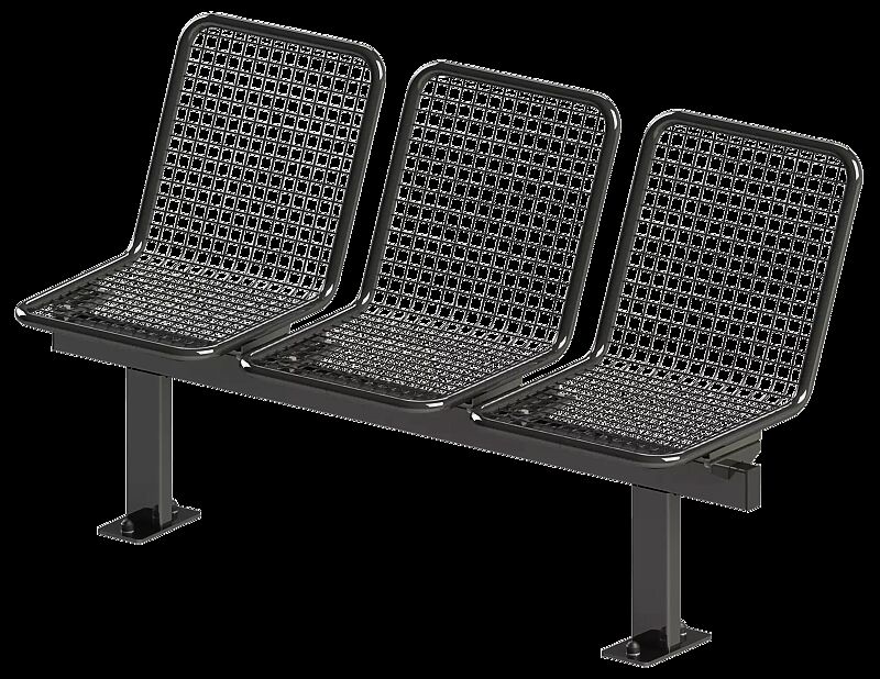 Drahtgittersitz TARVIS, 3-Sitzer, zum Aufdübeln bei +/-0 mm, in RAL 7012 basaltgrau