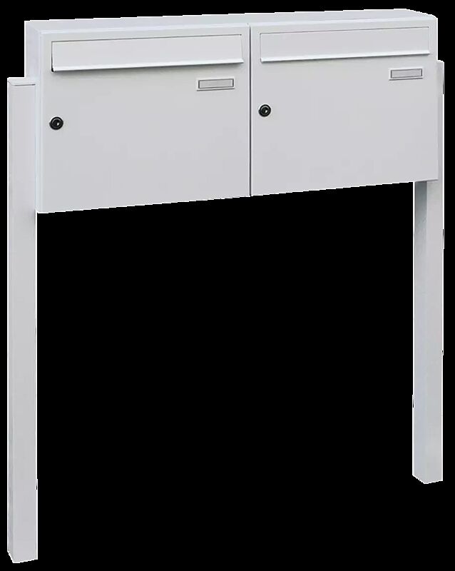 Behindertengerechte Briefkastenanlage BRETAGNE mit 2 Briefkästen, in RAL 9016 verkehrsweiß