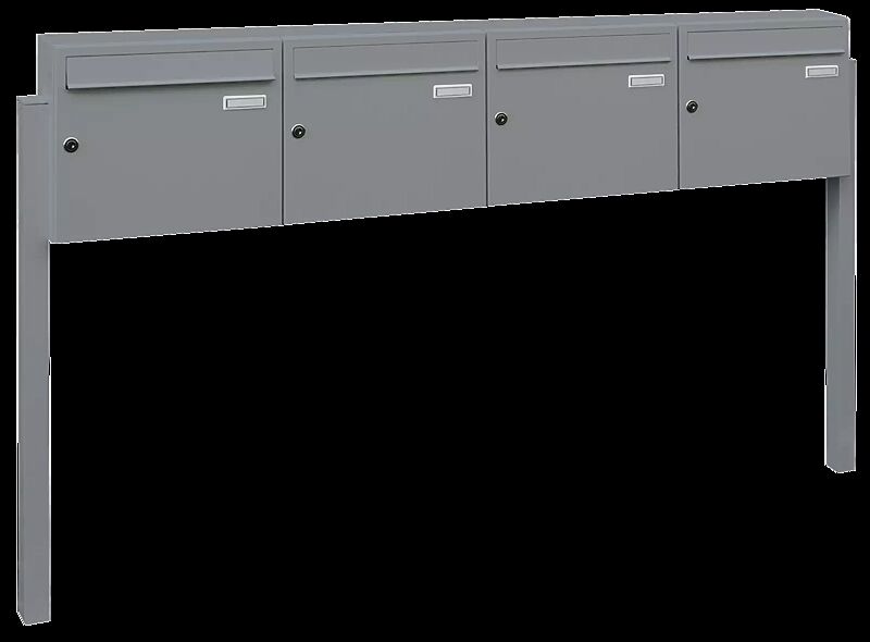 Behindertengerechte Briefkastenanlage BRETAGNE mit 4 Briefkästen, in RAL 9007 graualuminium