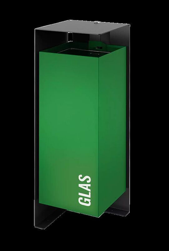 Abfallbehälter DIVISION ohne Ascher, 60 Liter, mit Beschriftung, Korpus Behälter RAL 6029 minzgrün