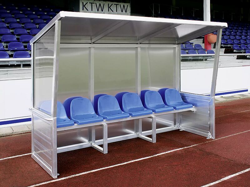 Spielerkabine CALCIO, 6 Sitze in blau