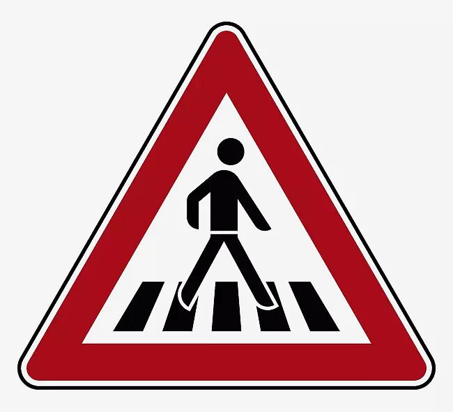 Verkehrszeichen: Fußgängerüberweg, Aufstellung links