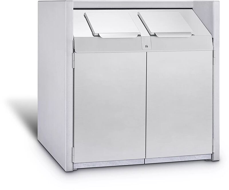 Containerbox SWANLEY, Korpus Sichtbeton glatt, Stahlteile aus Edelstahl