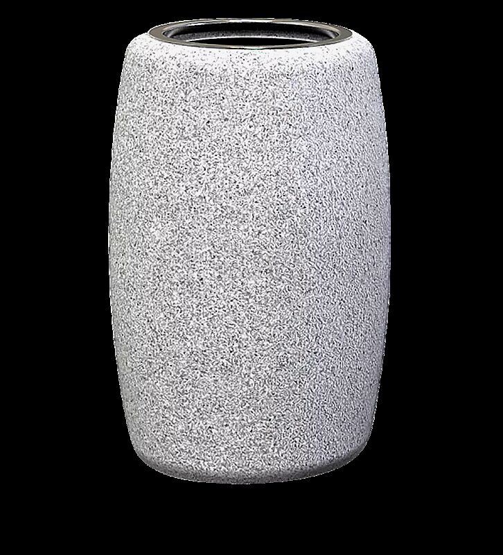 Abfallbehälter ORIONE aus Beton, in Granitoptik weiß, ohne Schutzdach