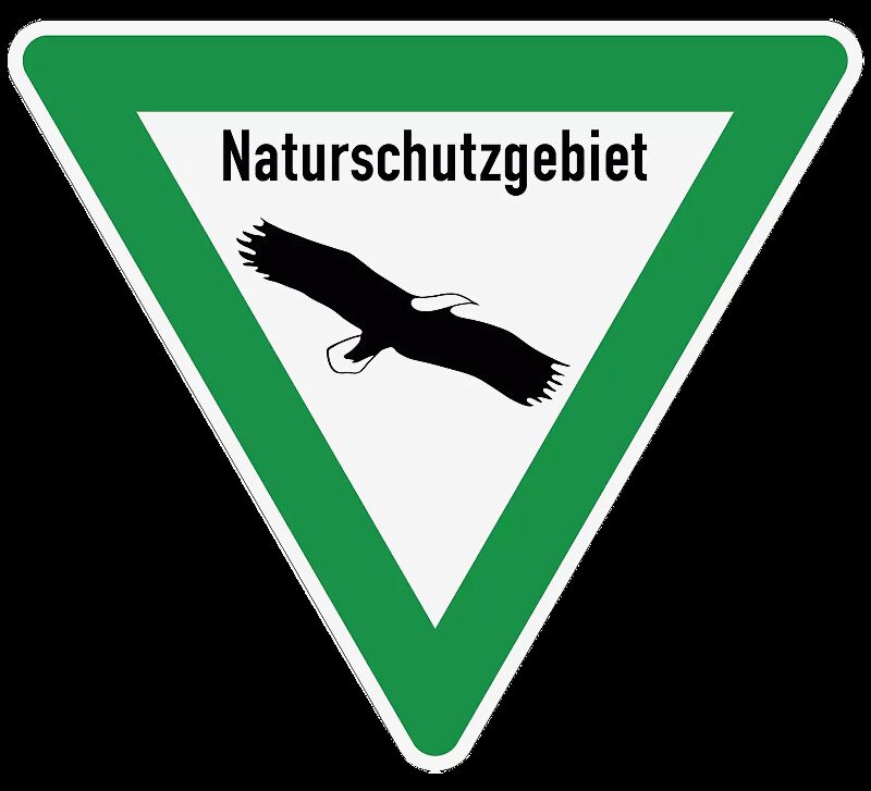 Hinweisschild: Naturschutzgebiet dreieckig