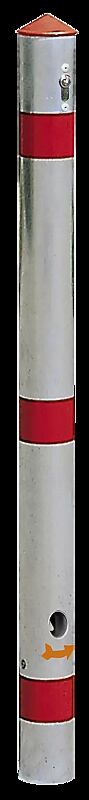 Sperrpfosten GIRONA, rund, zum Einbetonieren, herausnehmbar mittels Profilhalbzylinderschloss und Dreikantschloss