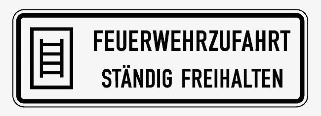 Verkehrszeichen: Feuerwehrzufahrt - ständig freihalten
