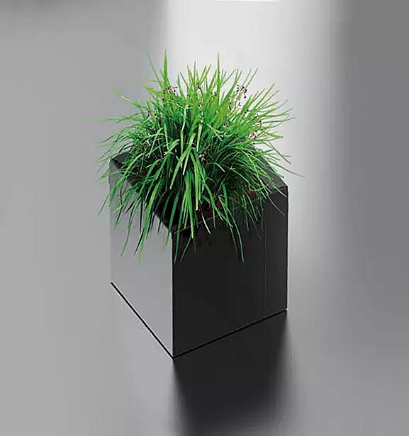 Pflanzbehälter DUO, 130 Liter, in RAL 7012 basaltgrau und RAL 9006 weißaluminium