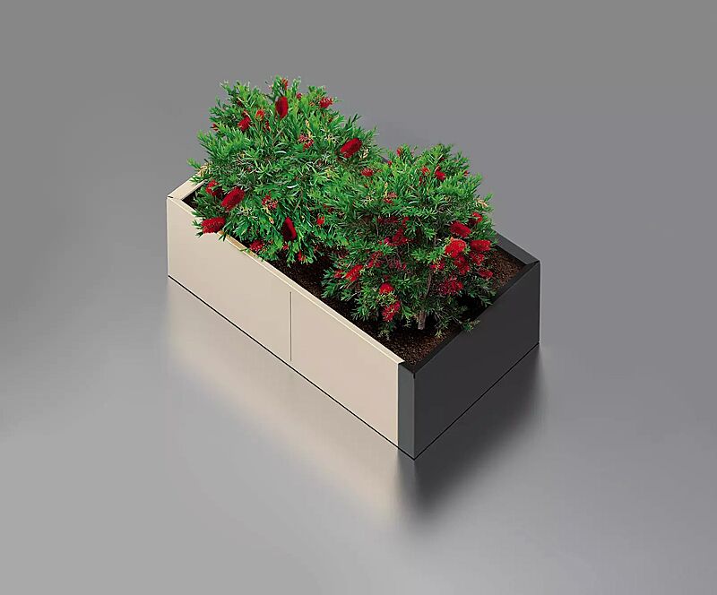 Pflanzbehälter DUO, 1040 Liter, in RAL 1013 perlweiß und RAL 7012 basaltgrau