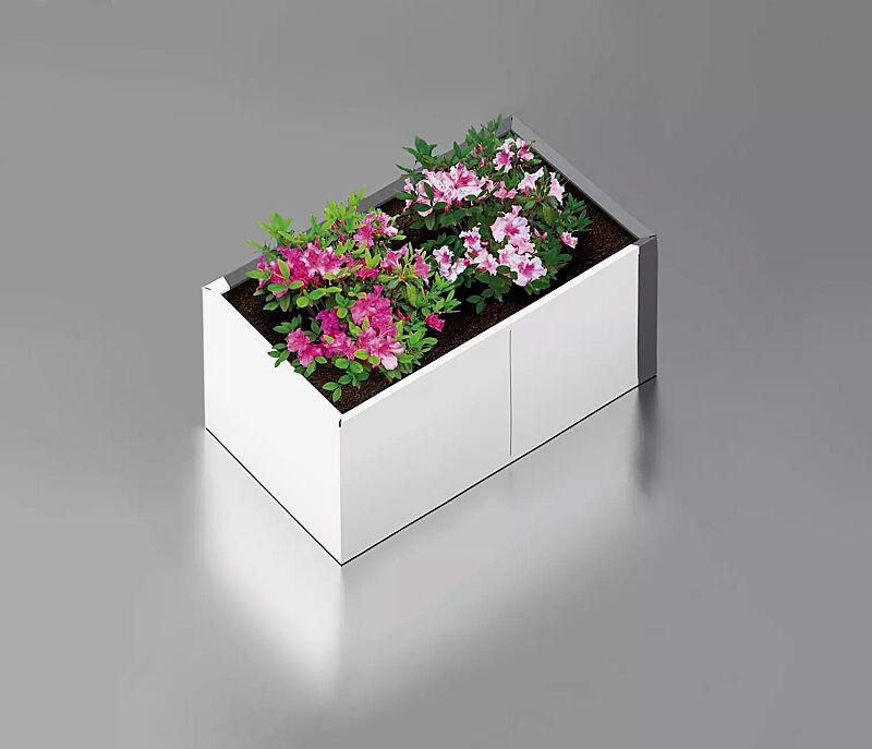 Pflanzbehälter DUO, 1500 Liter, in RAL 9006 weißaluminium und RAL 9007 graualuminium