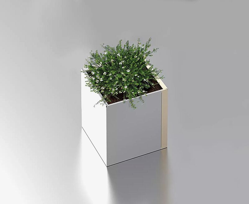 Pflanzbehälter DUO, 1130 Liter, in RAL 1013 perlweiß und RAL 9006 weißaluminium