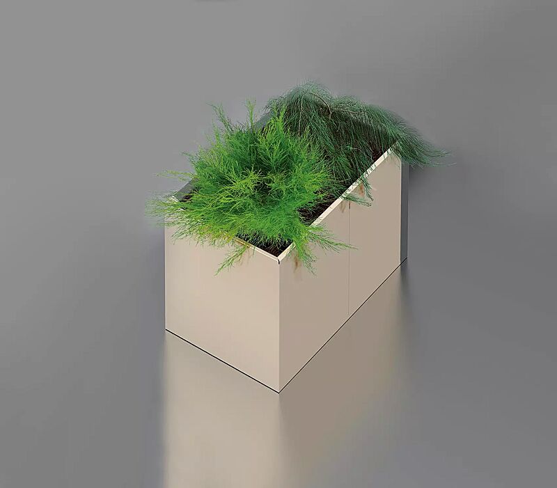 Pflanzbehälter DUO, 2260 Liter, in RAL 1013 perlweiß und 9007 graualuminium