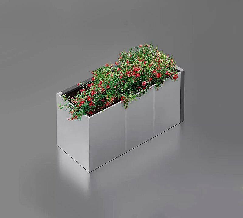 Pflanzbehälter DUO, 3390 Liter, in RAL 9006 weißaluminium und RAL 9007 graualuminium