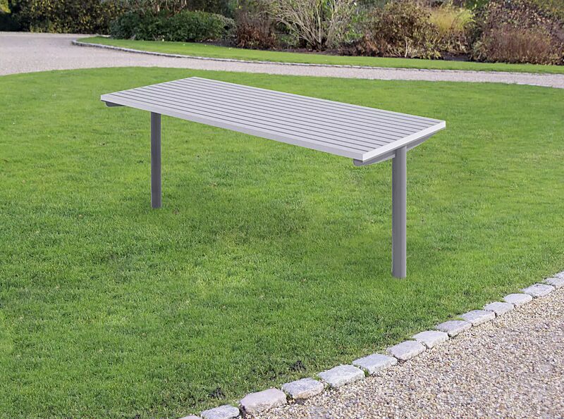 Tisch STEEL in RAL 9006 weißaluminium und RAL 9007 graualuminium (zweifarbig auf Anfrage)