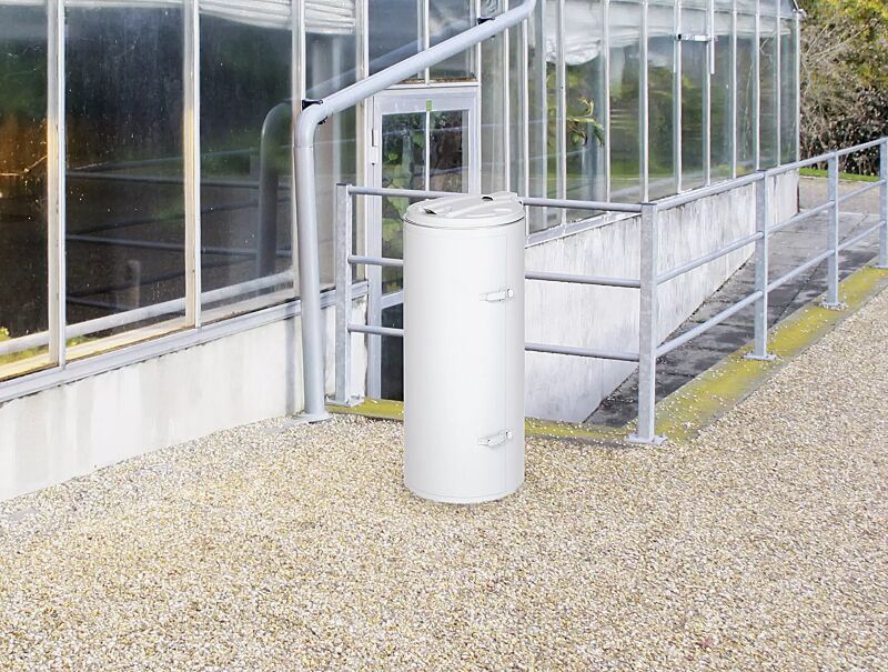 Abfallbehälter BURNLEY in RAL 9016 verkehrsweiß