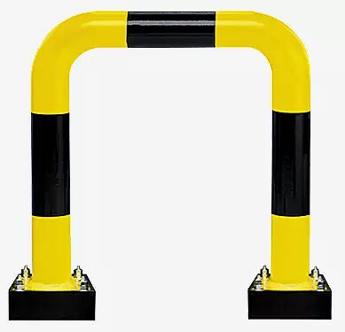 Rammschutzbügel NILSA, H x B 640 mm x 750 mm, gelb kunststoffbeschichtet mit schwarzen Signalstreifen