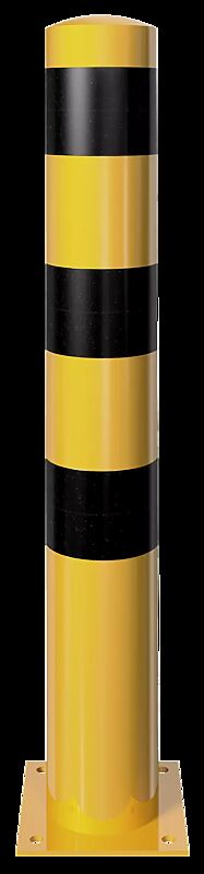 Rammschutzpoller GENAS zum Aufdübeln, Ø 152 mm, in gelb mit schwarzen Reflexstreifen