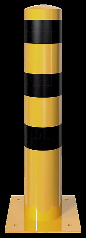 Rammschutzpoller GENAS zum Aufdübeln, Ø 193 mm, in gelb mit schwarzen Reflexstreifen
