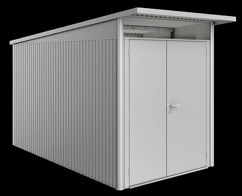 Gerätehaus AVANTGARDE®, Größe 4, in silber-metallic, mit Doppelflügeltür