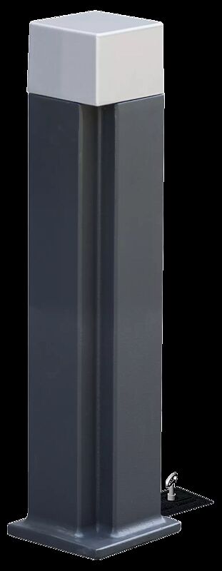 Poller IMAWA mit Dreikantschloss, Ausführung 2, in RAL 7016 anthrazitgrau und RAL 9006 weißaluminium