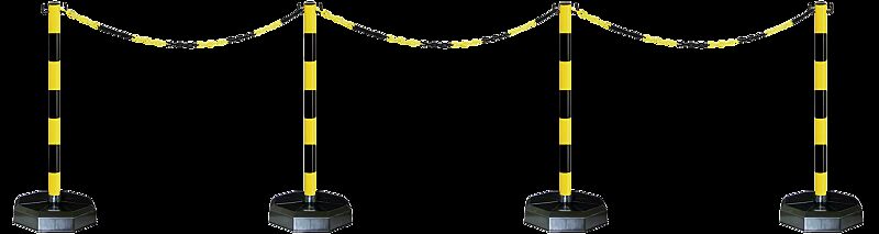 Mobiles Kettenständer-Set MORGAT, 4-er Set in gelb-schwarz