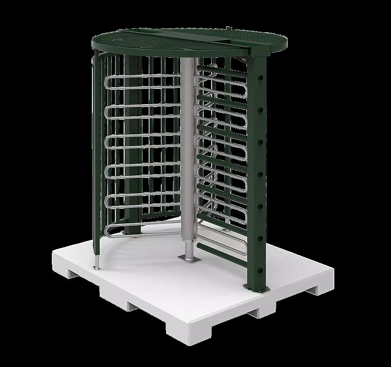 Drehkreuz LARDOS, mit fertiger Betonversetzplatte, zum mobilen Aufstellen, fertig montiert, mit Übersteigschutz, in RAL 6005 moosgrün
