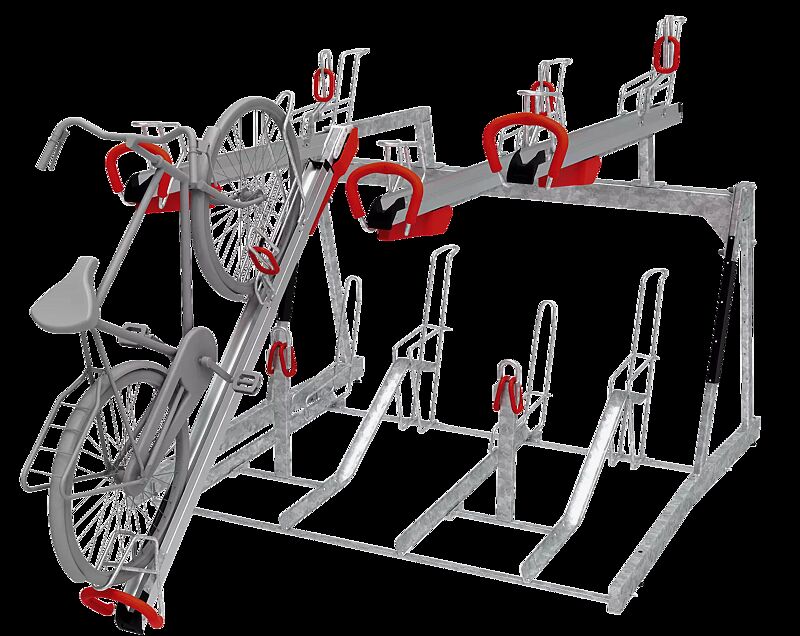 Doppelstock-Fahrradparksystem EASYLIFT 500 D, einseitig, 8 Stellplätze