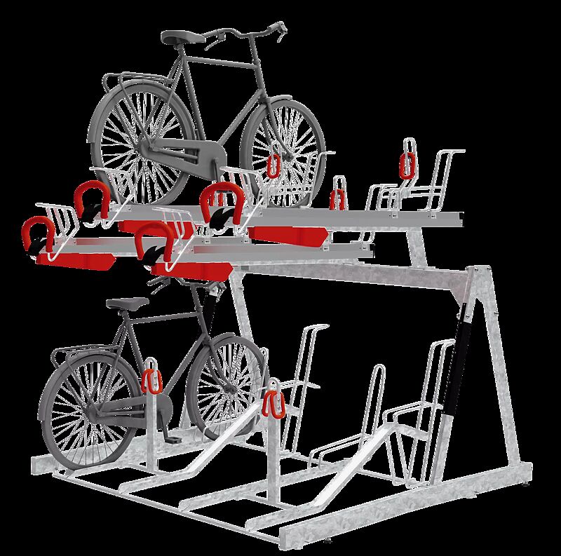 Doppelstock-Fahrradparksystem EASYLIFT 500 D, einseitig, 8 Stellplätze