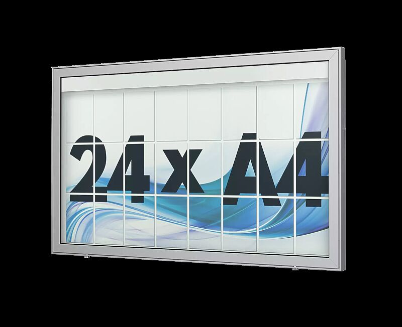 Schaukasten LIMOGES zur Wandbefestigung, für 24 x DIN A4, Alu silber