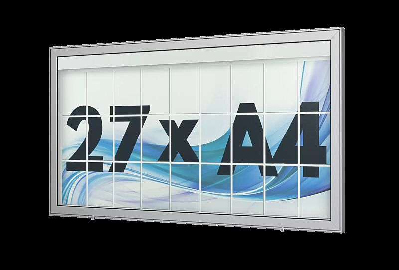 Schaukasten LIMOGES zur Wandbefestigung, für 27 x DIN A4, Alu silber