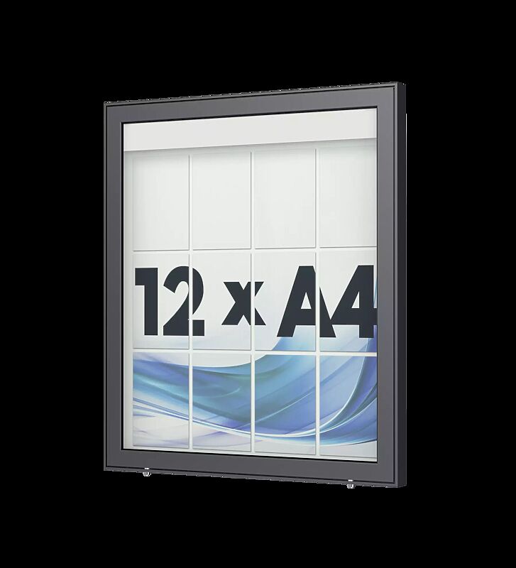 Schaukasten LIMOGES zur Wandbefestigung, für 12 x DIN A4, in DB 703 eisenglimmer