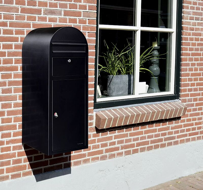 Brief- und Paketkasten BOBI CARGO zur Wandbefestigung, in RAL 9005 tiefschwarz