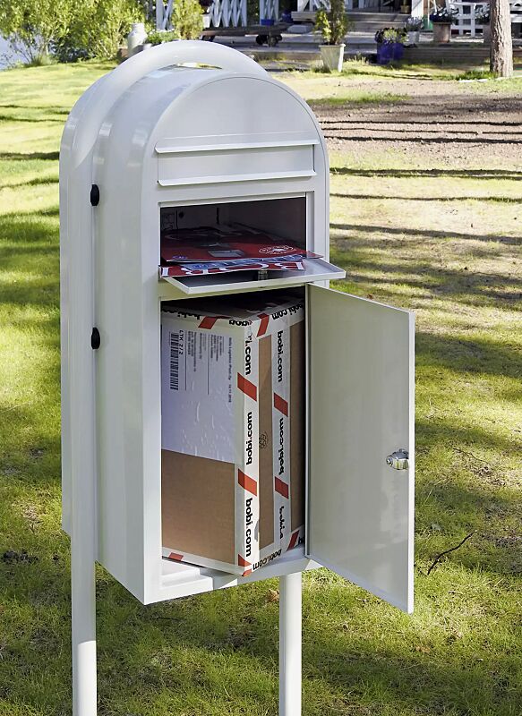 Brief- und Paketkasten BOBI CARGO zum Einbetonieren, in RAL 9016 verkehrsweiß