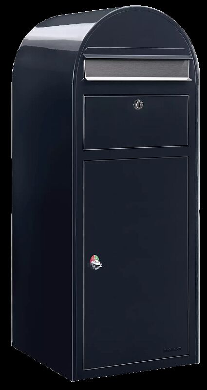 Brief- und Paketkasten BOBI CARGO zur Wandbefestigung, mit Edelstahleinwurfklappe, Stahlteile in RAL 7016 anthrazitgrau