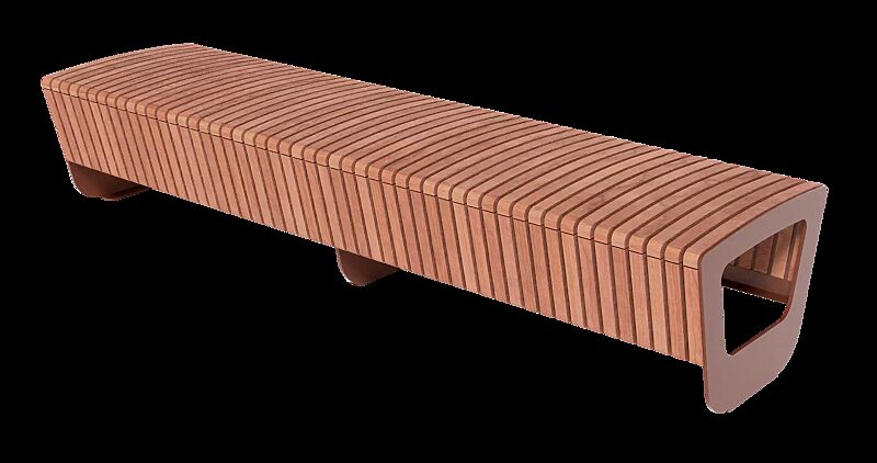 Sitzbank LANDSCAPE COMPACT ohne Rückenlehne, doppelseitig, mit Jatobaholzbelattung, Stahlteile in RAL 7006 beigegrau