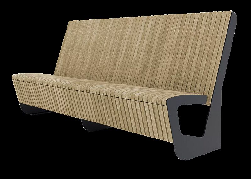 Sitzbank LANDSCAPE COMPACT mit Rückenlehne, mit Robinienholzbelattung, Stahlteile in RAL 7043 verkehrsgrau