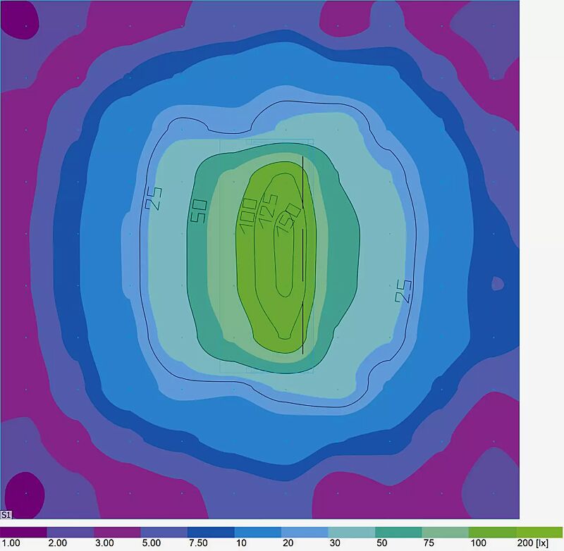 Beleuchtungsschema für einseitige Ausführung, ohne Bewegungsmelder