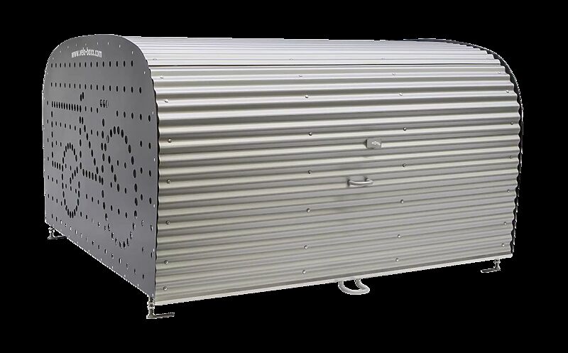 Fahrradgarage VELO-BOXX®-Professional für Liege- und Lastenräder, 2 Stellplätze, Klappflügeltür aus Wellblech in RAL 7016 anthrazitgrau, Seitenwände in RAL 7004 signalgrau
