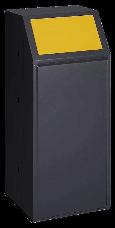 Wertstoffsammler MANCHESTER, 70 Liter, mit Laufrollen, Einwurfklappe in RAL 1023 vekehrsgelb