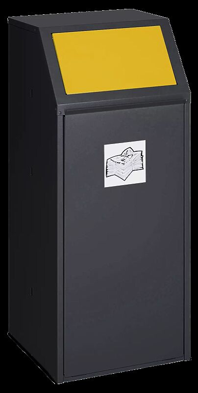 Wertstoffsammler MANCHESTER, 70 Liter, mit Laufrollen, mit Piktogramm Wertstoffe, Einwurfklappe in RAL 1023 vekehrsgelb