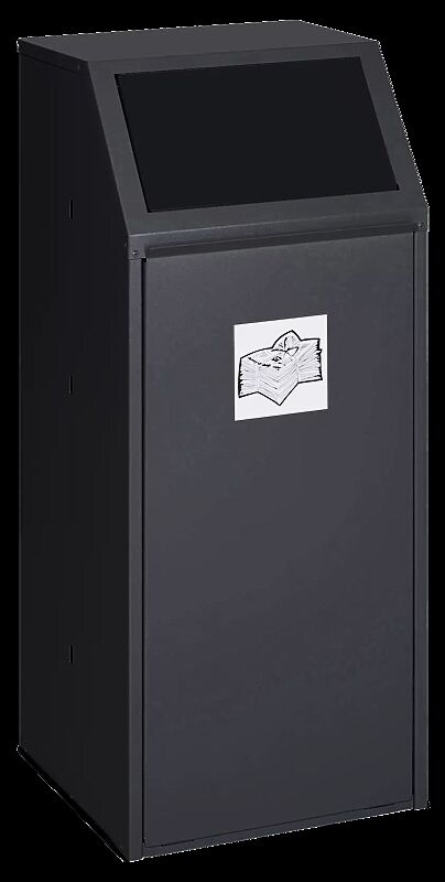 Wertstoffsammler MANCHESTER, 70 Liter, mit Laufrollen, mit Piktogramm Restmüll, Einwurfklappe in RAL 7021 schwarzgrau