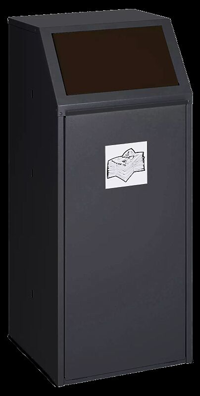 Wertstoffsammler MANCHESTER, 70 Liter, mit Laufrollen, mit Piktogramm Biomüll, Einwurfklappe in RAL 8014 sepiabraun